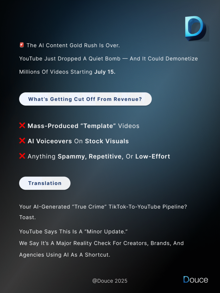 YouTube is cracking down on AI-generated content — and it’s a big deal | Douce