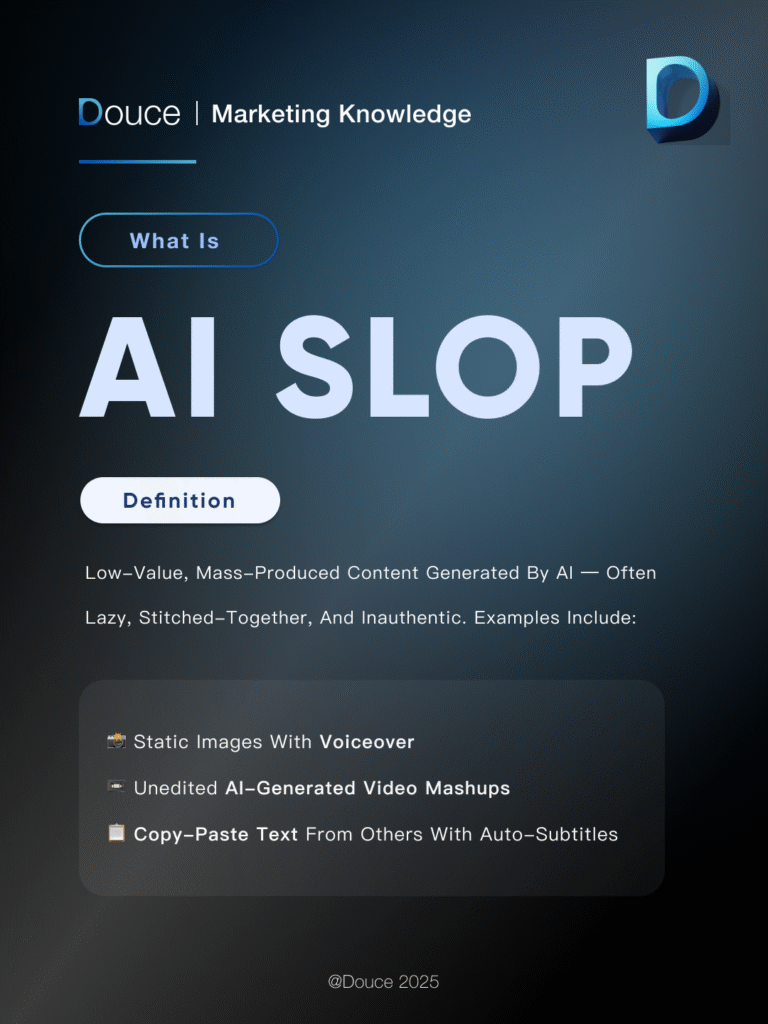 What is AI Slop | Examples of low-value AI-generated content flooding social platforms.| Douce