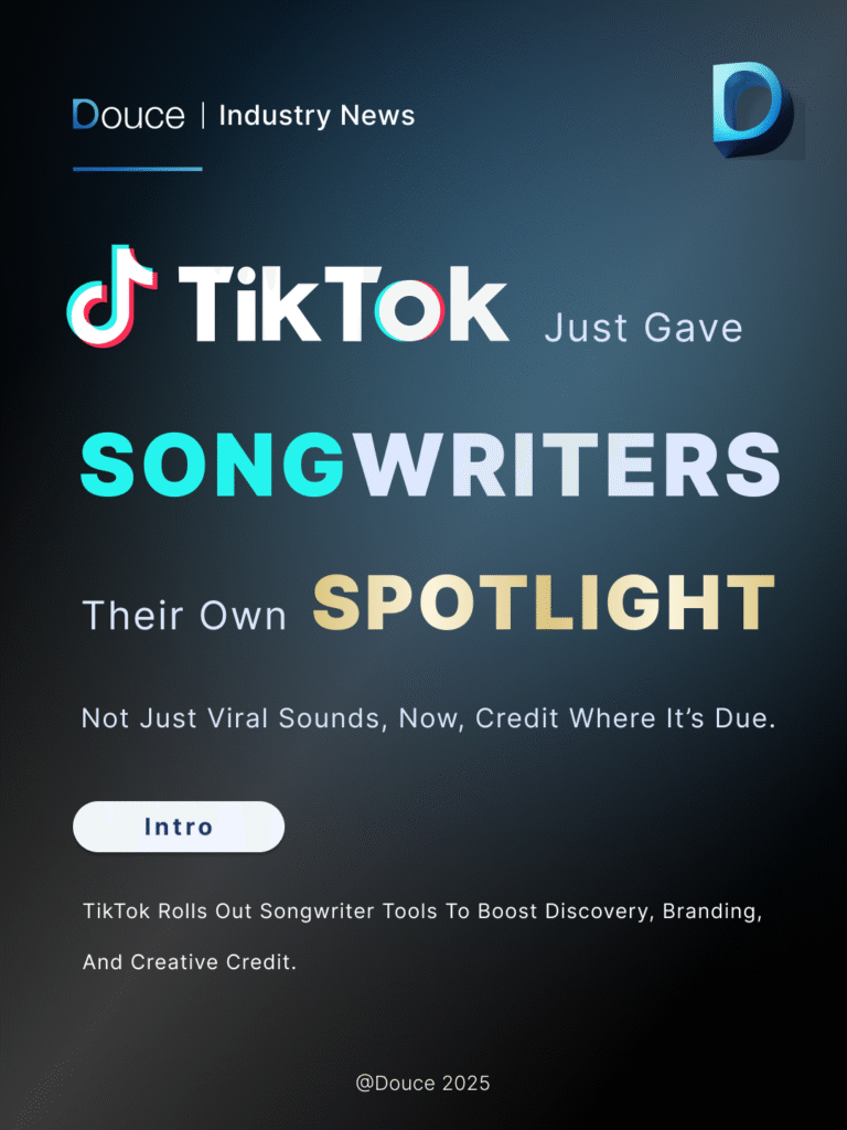 TikTok introduces new features for songwriters with bold headline and music-themed visuals | Douce