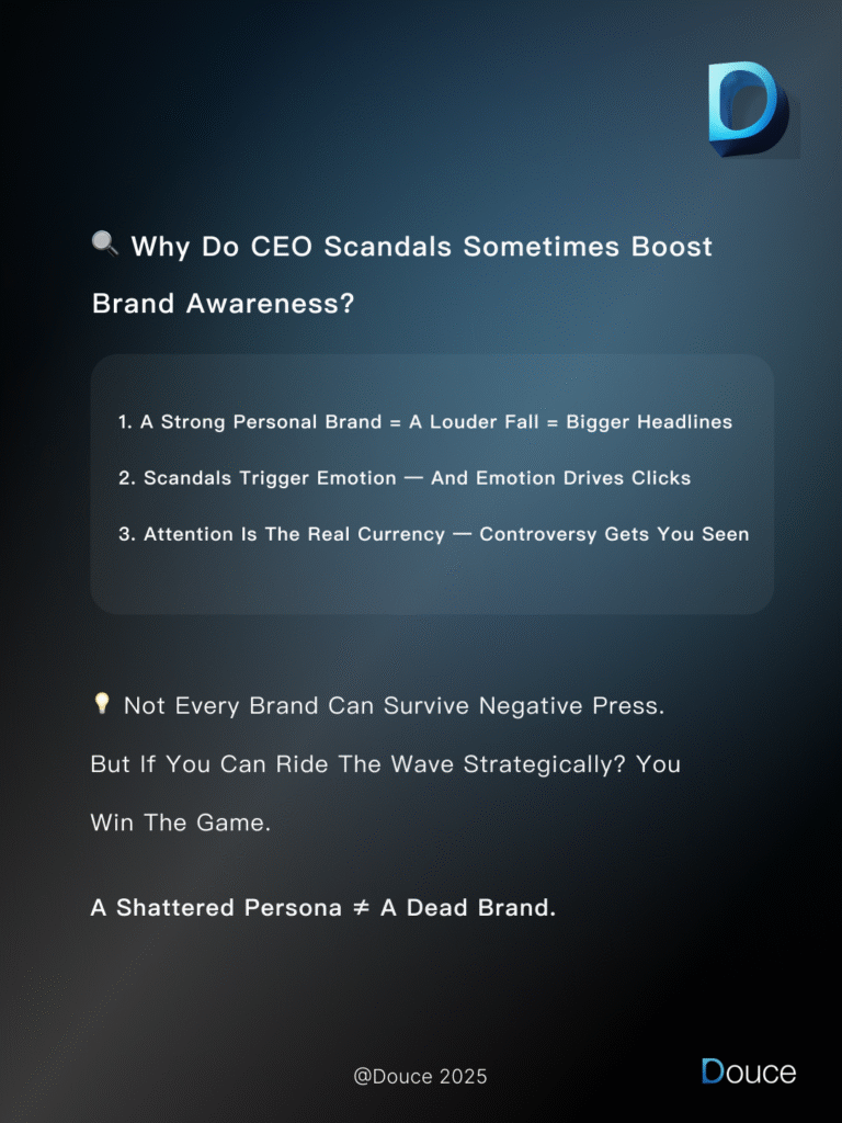 Three marketing insights from the scandal shown on a clean graphic. | Douce